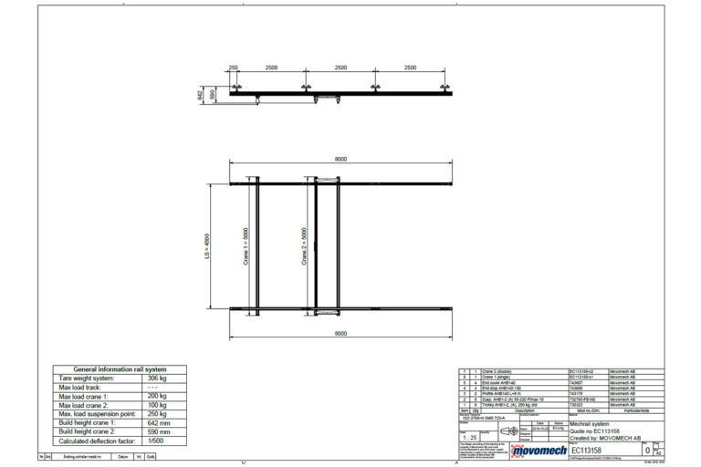 EConfig Movomech crane system Mechrail layout drawing example